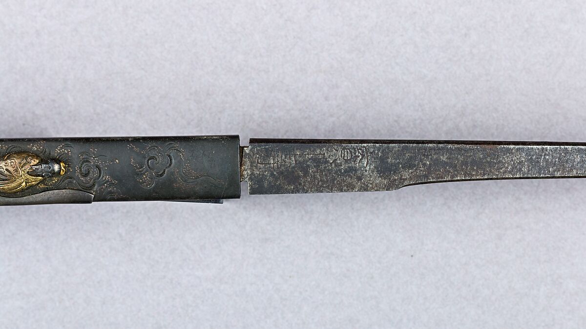 Knife Handle (Kozuka) with Blade, Copper-silver alloy (shibuichi), gold, steel, silver, Japanese