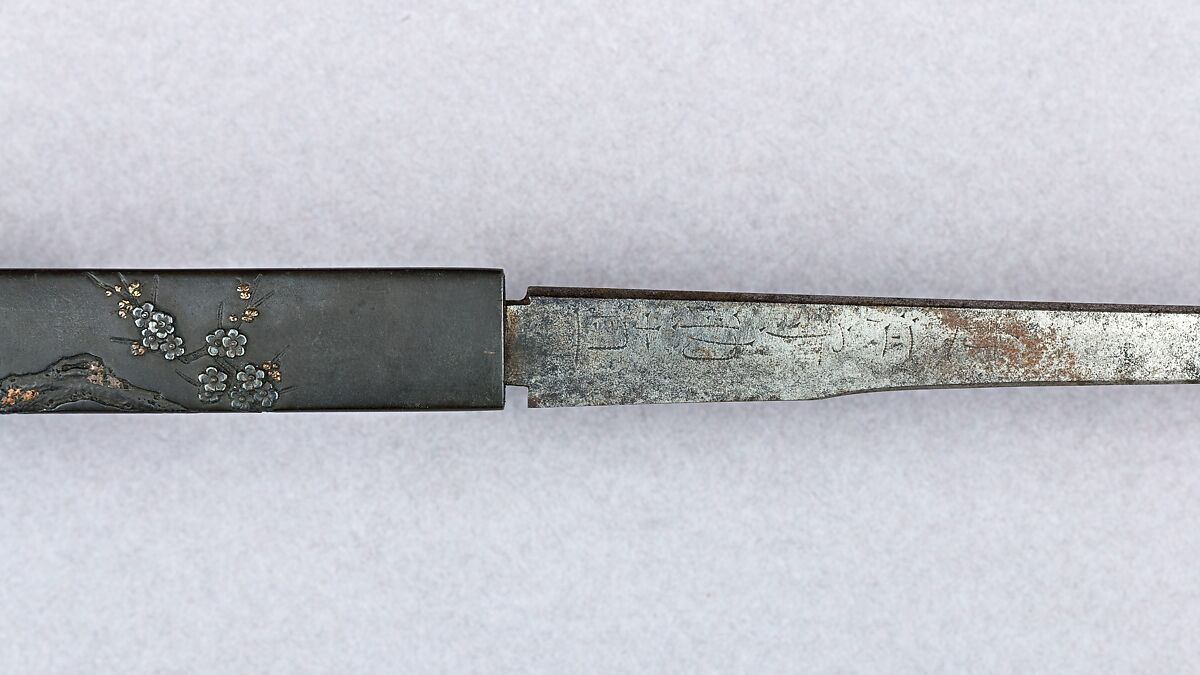 Knife Handle (Kozuka) with Blade, Copper-silver alloy (shibuichi), silver, gold, steel, Japanese