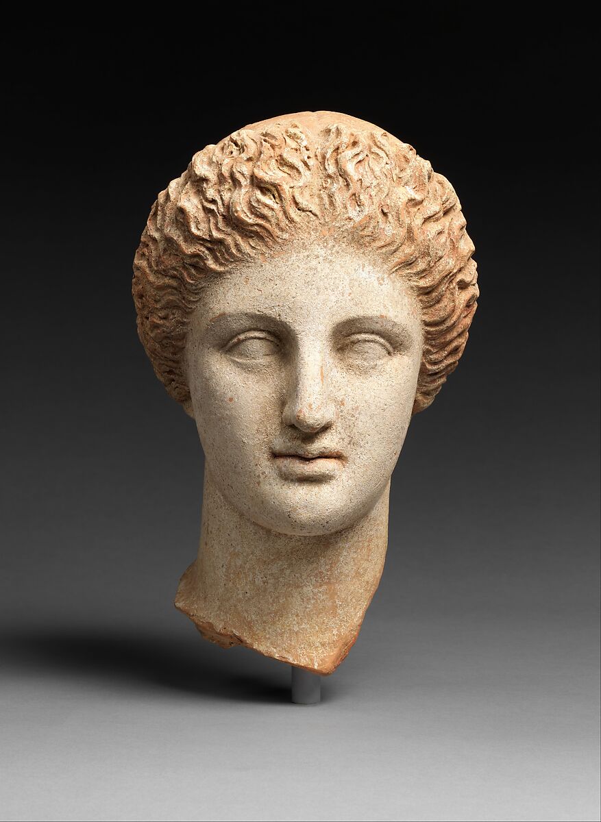 Terracotta head of a woman, Terracotta, Greek, Tarentine 