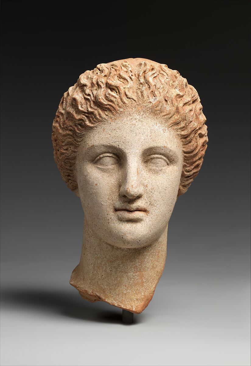 Terracotta head of a woman, Terracotta, Greek, Tarentine