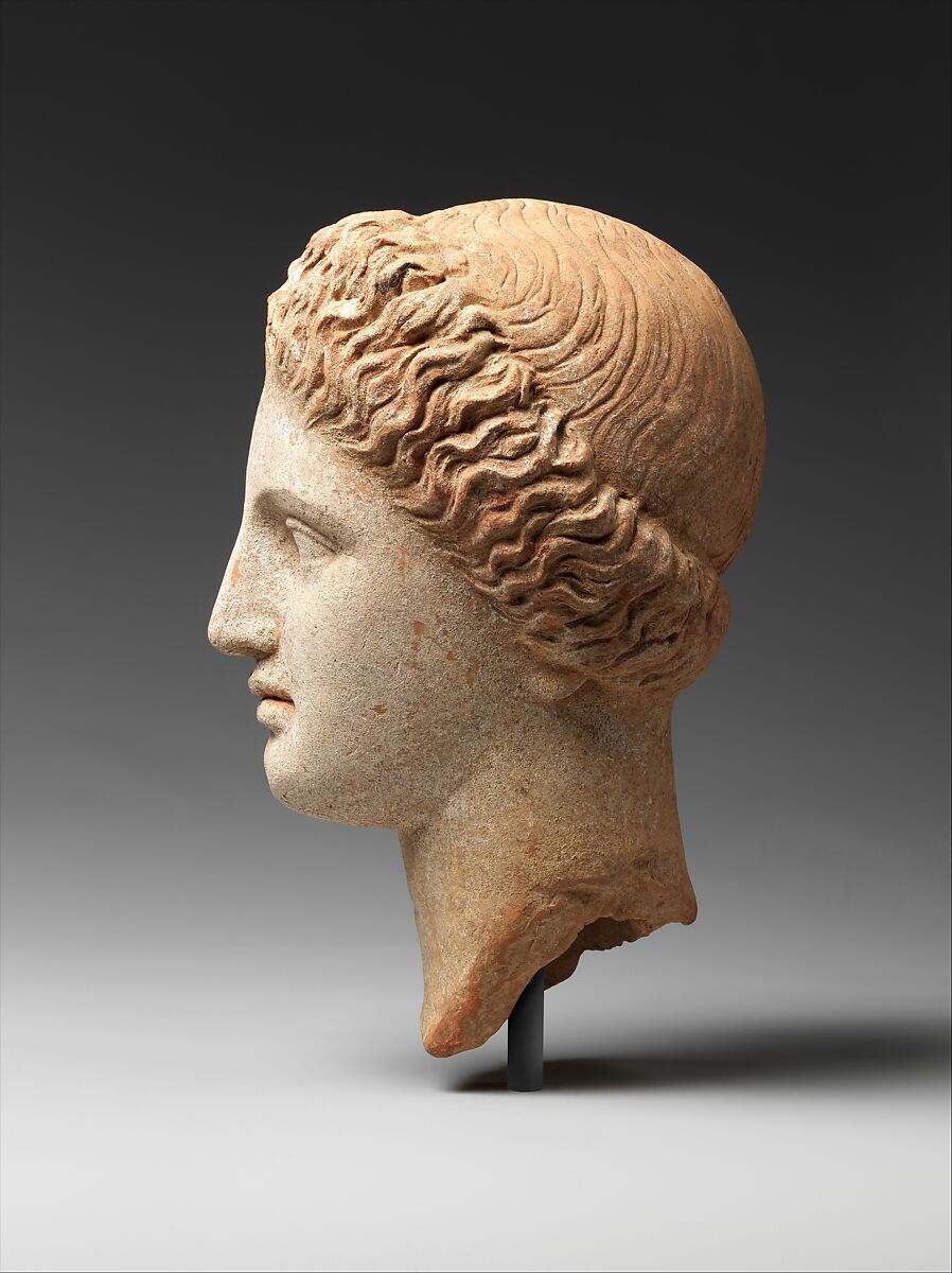 Terracotta head of a woman, Terracotta, Greek, Tarentine