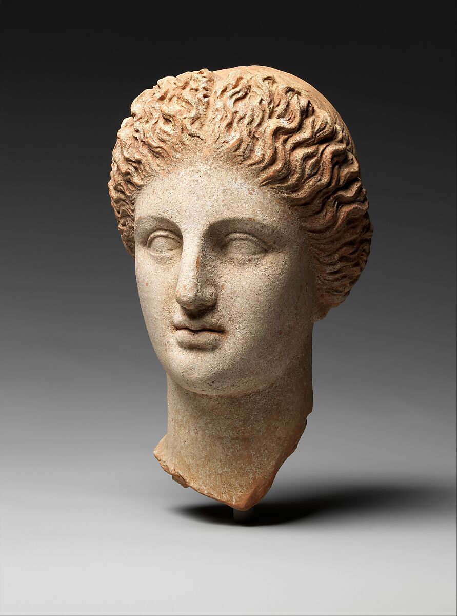 Terracotta head of a woman, Terracotta, Greek, Tarentine