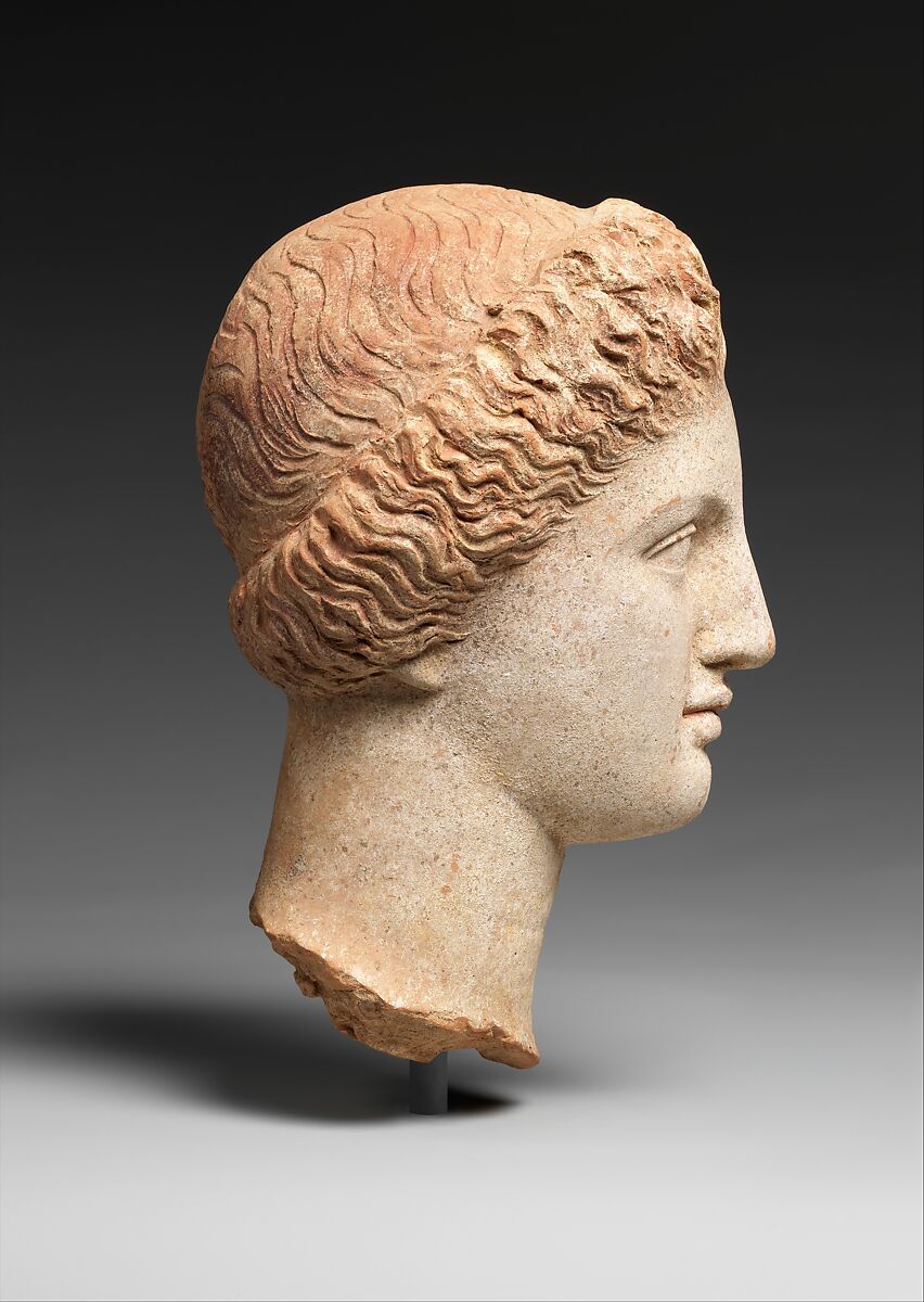 Terracotta head of a woman, Terracotta, Greek, Tarentine