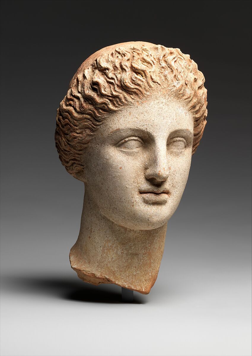 Terracotta head of a woman, Terracotta, Greek, Tarentine