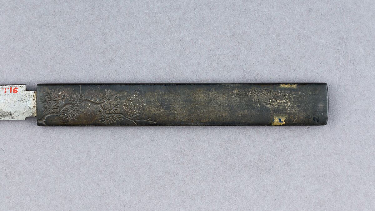 Knife Handle (Kozuka) with Blade, Iron, copper-silver alloy (shibuichi), copper-gold alloy (shakudō), gold, steel, Japanese