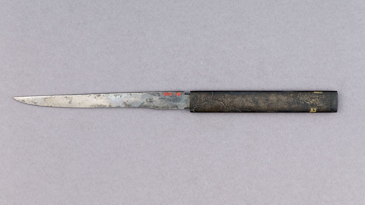 Knife Handle (Kozuka) with Blade, Iron, copper-silver alloy (shibuichi), copper-gold alloy (shakudō), gold, steel, Japanese