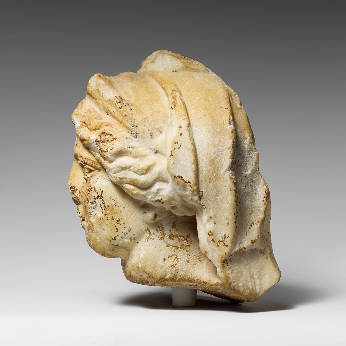 Marble head of a woman wearing diadem and veil, Marble, Greek
