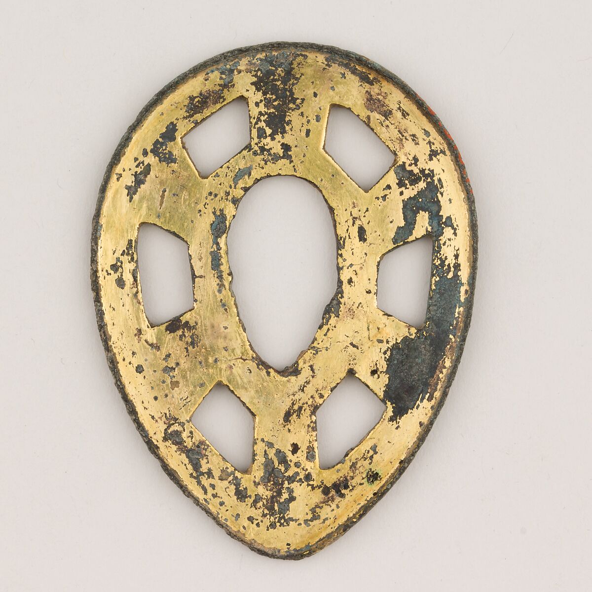 Sword Guard (Tsuba), Bronze, gold, Japanese