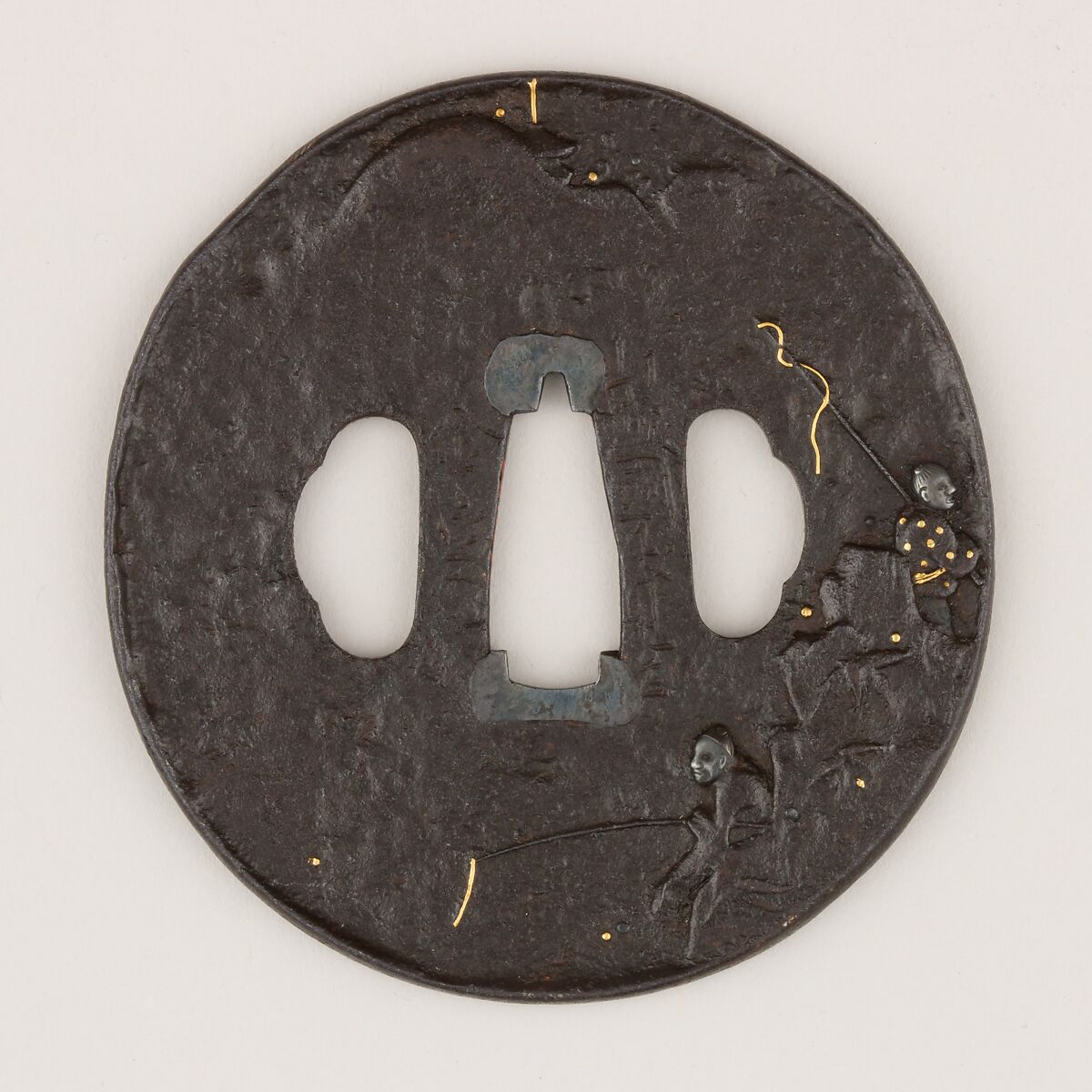 Sword Guard (Tsuba), Iron, silver, gold, lacquer, copper, Japanese 