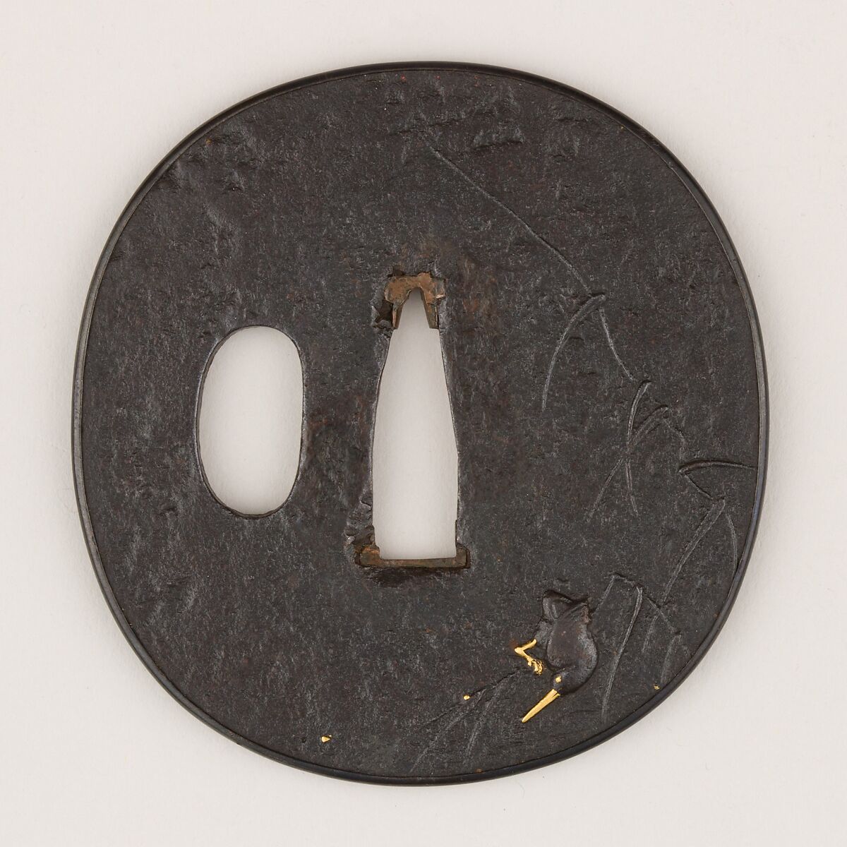 Sword Guard (Tsuba), Iron, gold, silver, lacquer, copper, Japanese 