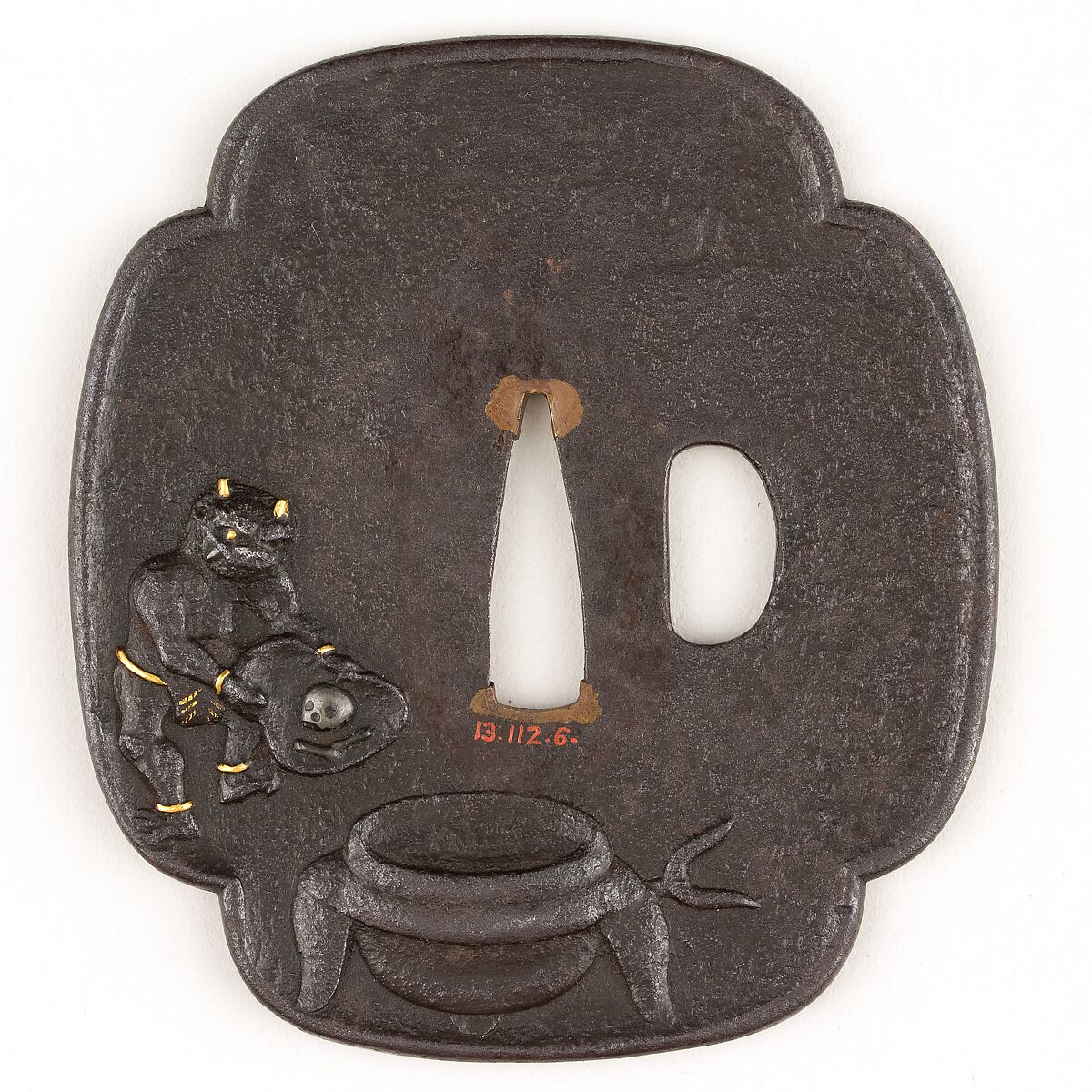 Sword Guard (Tsuba), Iron, silver, Japanese