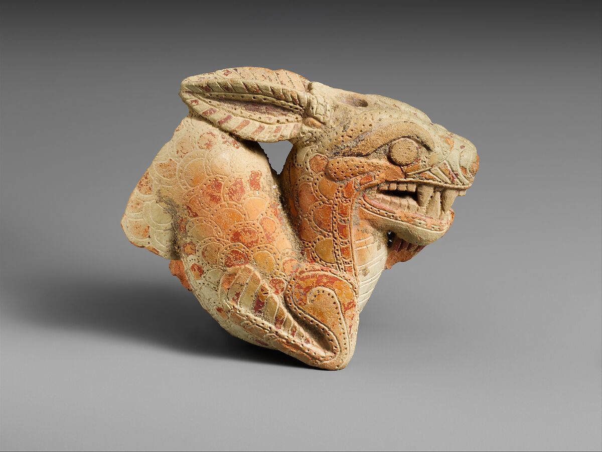Terracotta vase in the form of a ketos (sea monster), Terracotta, Greek, Cretan or South Italian
