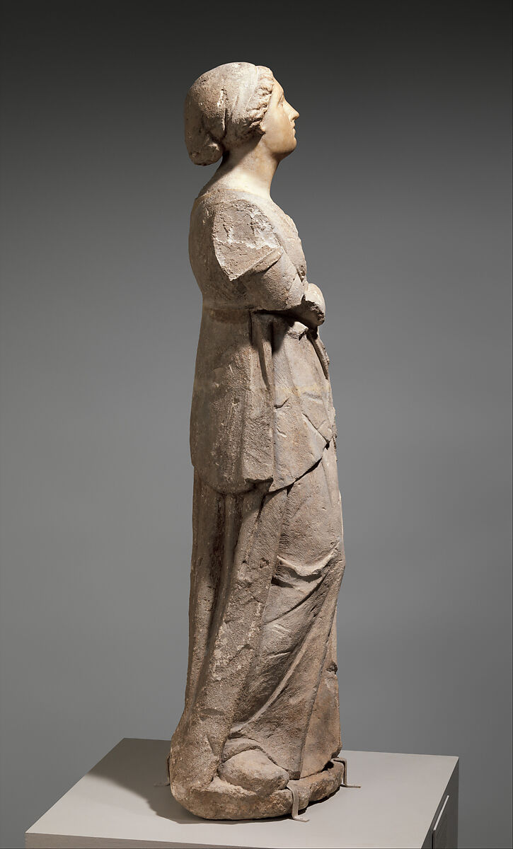 Marble and limestone statue of an attendant, Marble and limestone, Greek, South Italian, Tarentine