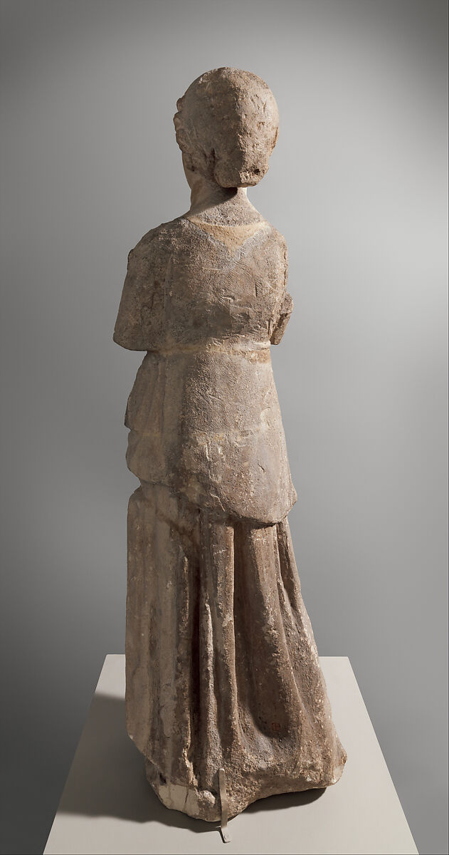 Marble and limestone statue of an attendant, Marble and limestone, Greek, South Italian, Tarentine