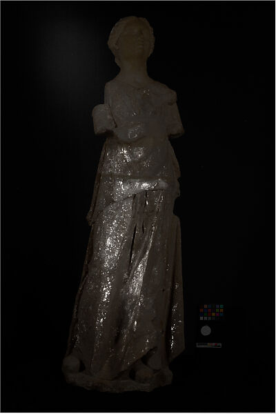 Marble and limestone statue of an attendant, Marble and limestone, Greek, South Italian, Tarentine