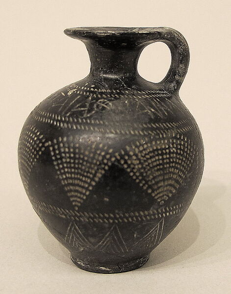 Terracotta aryballos (flask), Terracotta, Etruscan 