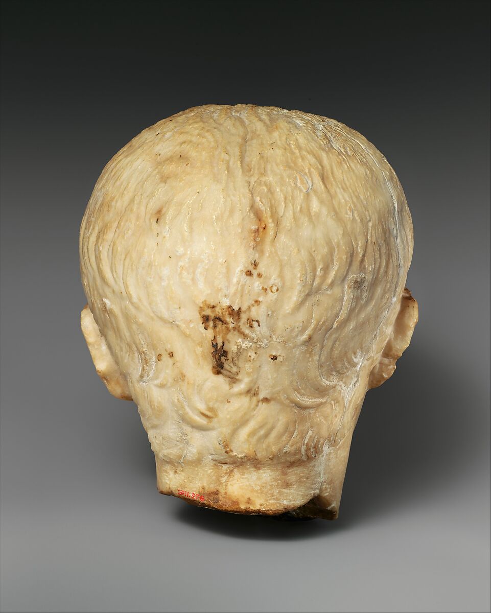 Stone head of a Julio-Claudian youth, possibly of Gaius Caesar, gypsum alabaster, Roman