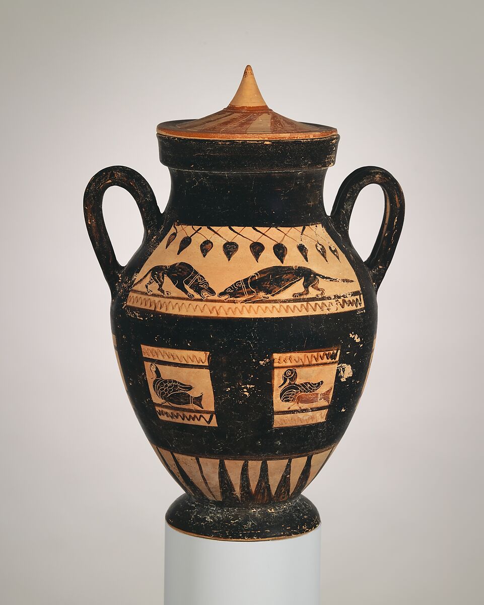 Terracotta amphora with lid, Terracotta, Etruscan