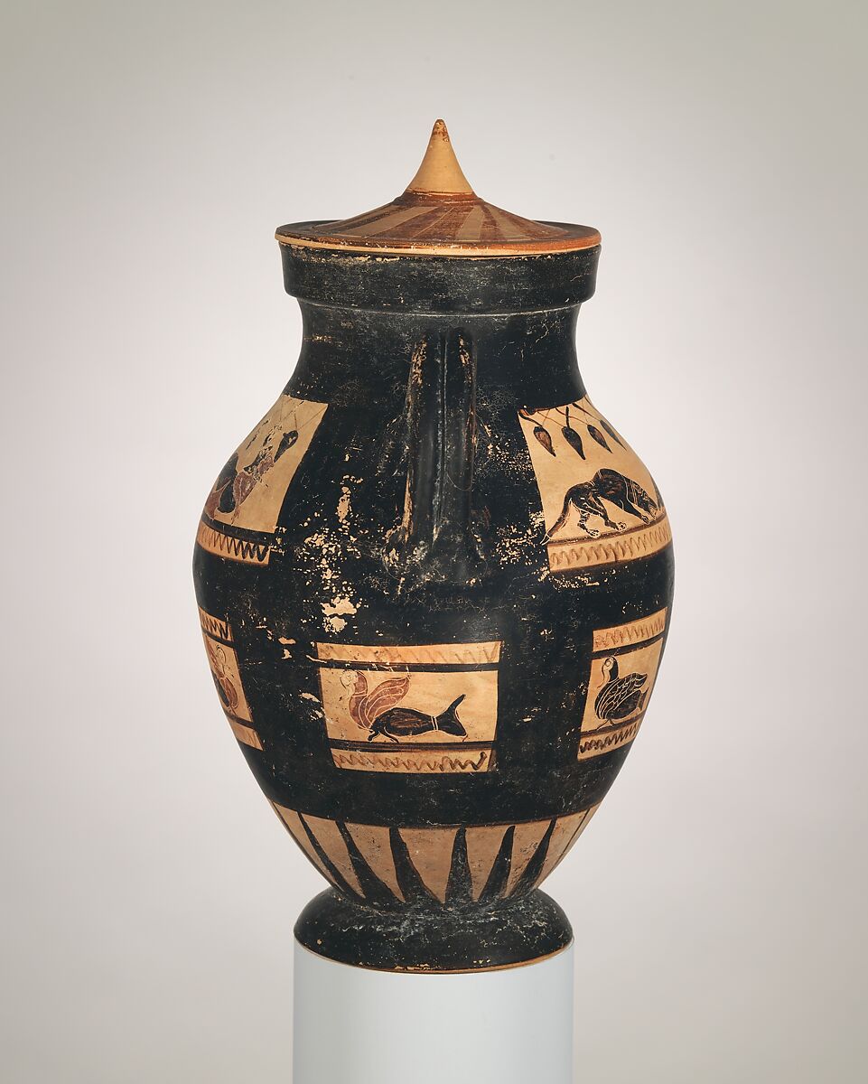 Terracotta amphora with lid, Terracotta, Etruscan