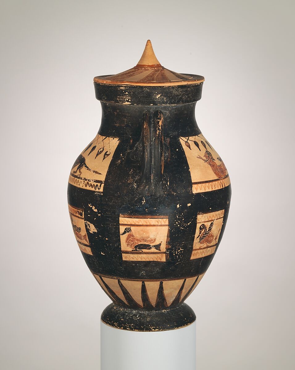 Terracotta amphora with lid, Terracotta, Etruscan