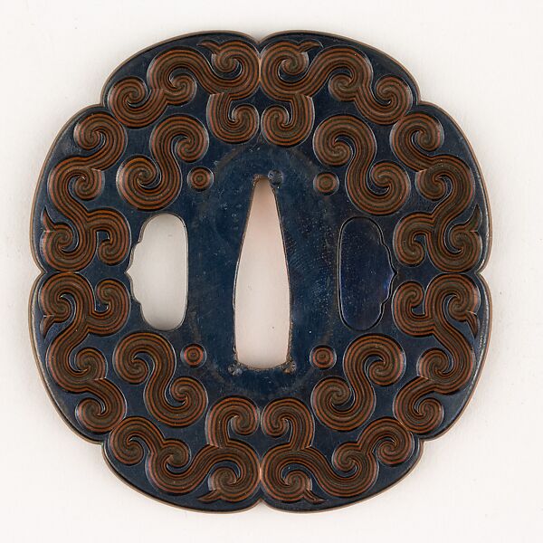 Sword Guard (Tsuba), Copper-gold alloy (shakudō), copper, Japanese