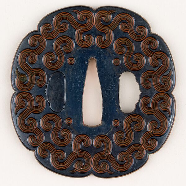 Sword Guard (Tsuba), Copper-gold alloy (shakudō), copper, Japanese