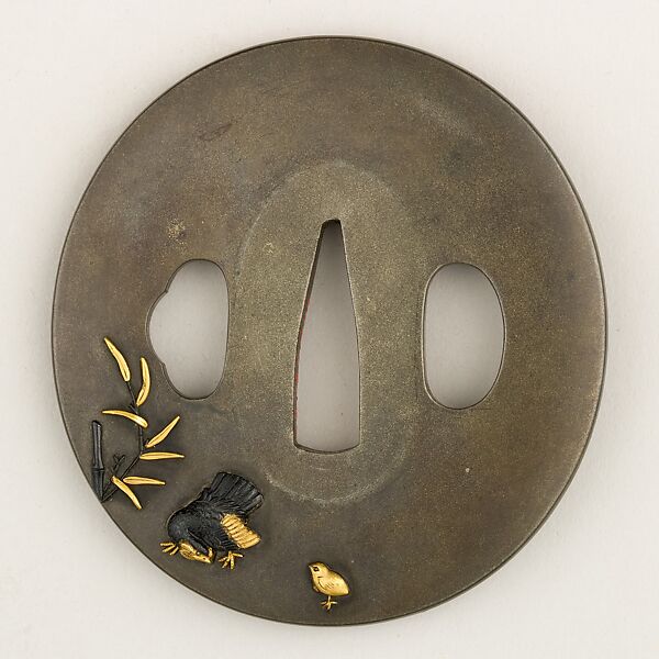 Sword Guard (Tsuba), Copper-silver alloy (shibuichi), gold, copper-gold alloy (shakudō), Japanese