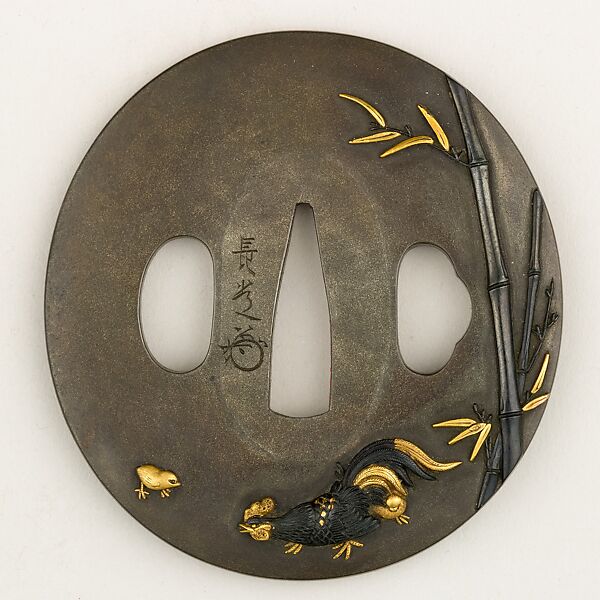 Sword Guard (Tsuba), Copper-silver alloy (shibuichi), gold, copper-gold alloy (shakudō), Japanese 