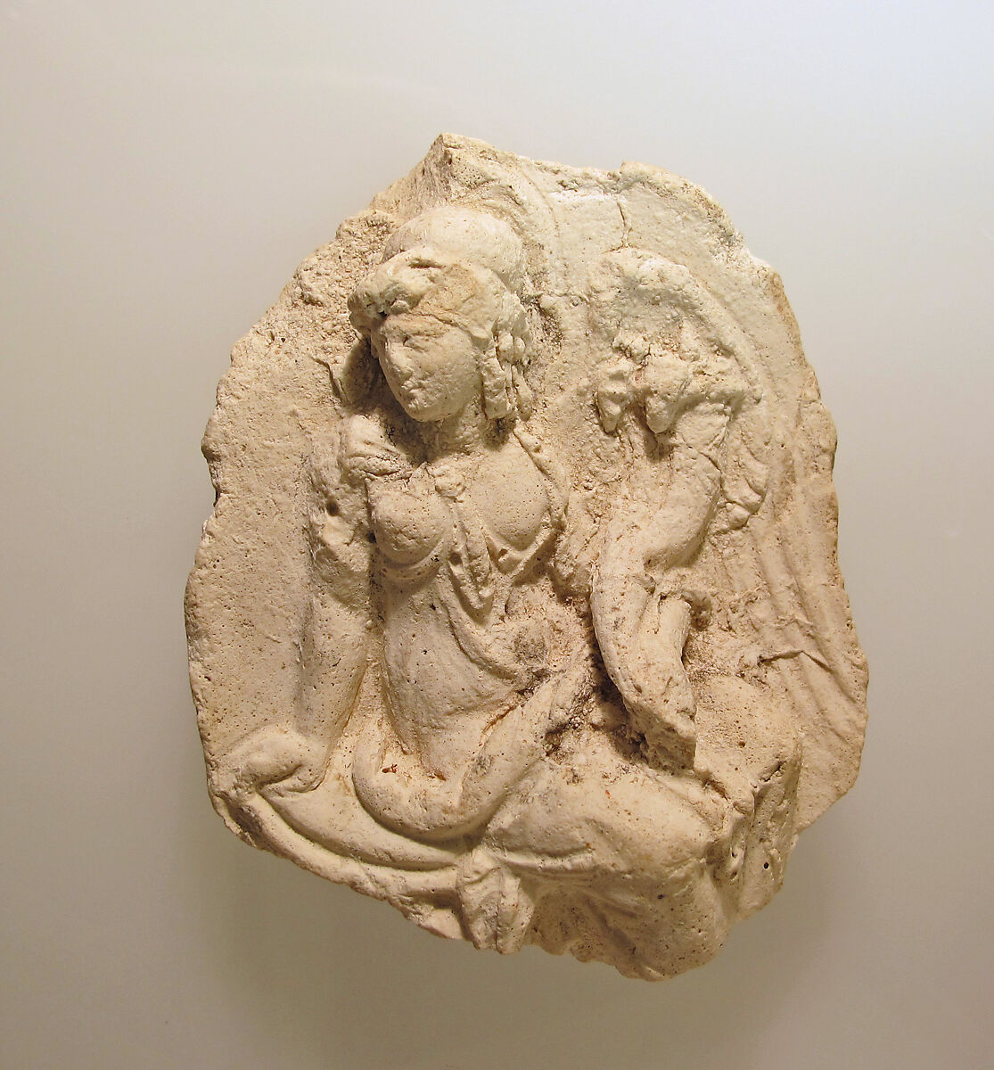 Plaster cast of a metal emblema of Isis-Tyche, Plaster, Egyptian