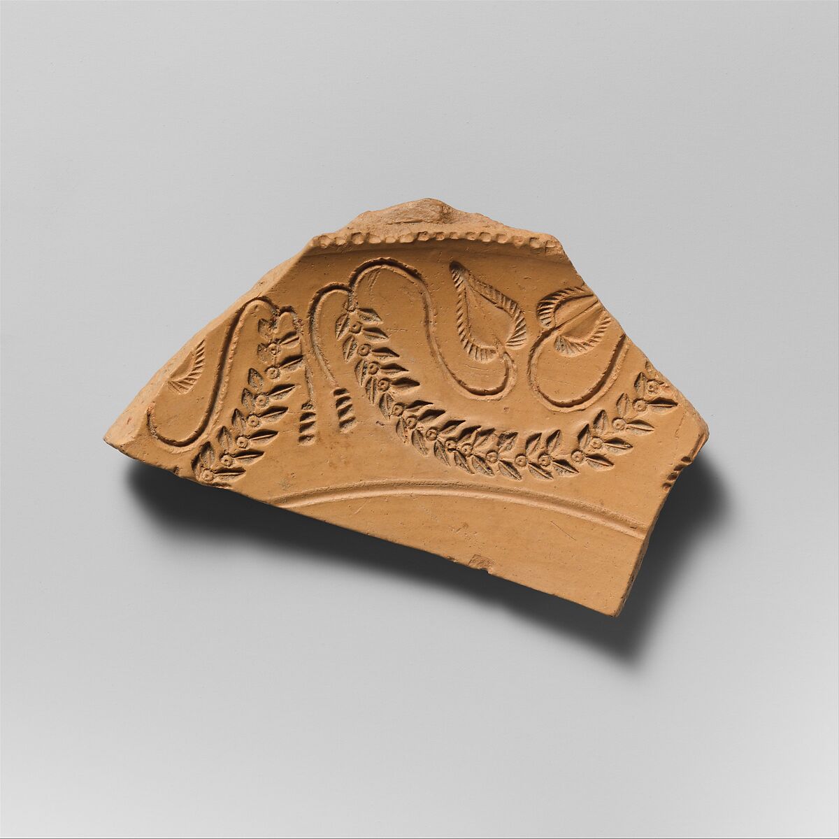 Terracotta mold fragment, Terracotta, Roman 