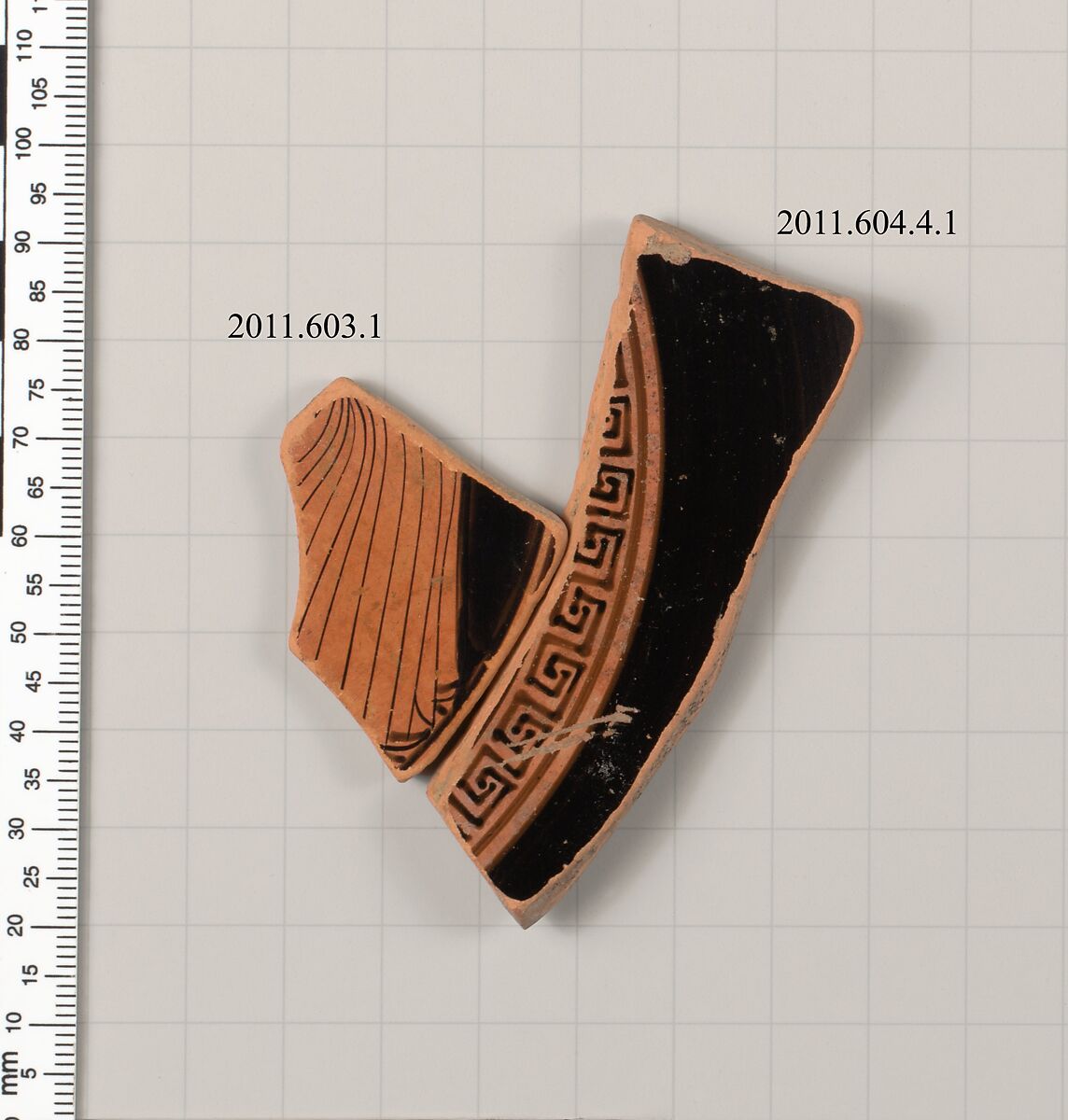 Fragment of a terracotta kylix, Terracotta, Greek, Attic