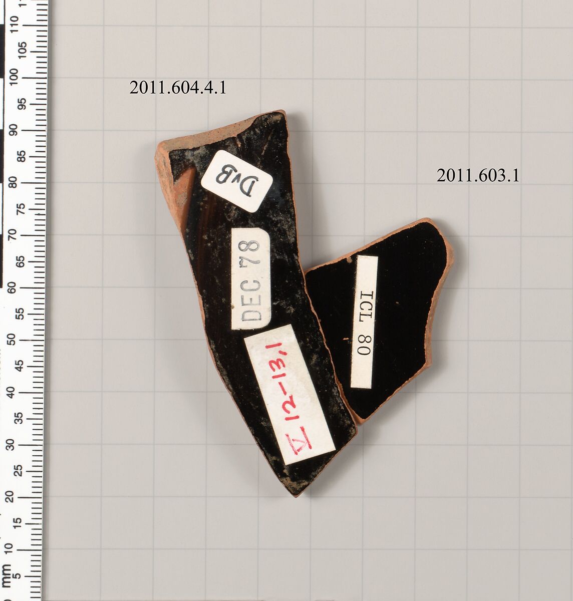 Fragment of a terracotta kylix, Terracotta, Greek, Attic