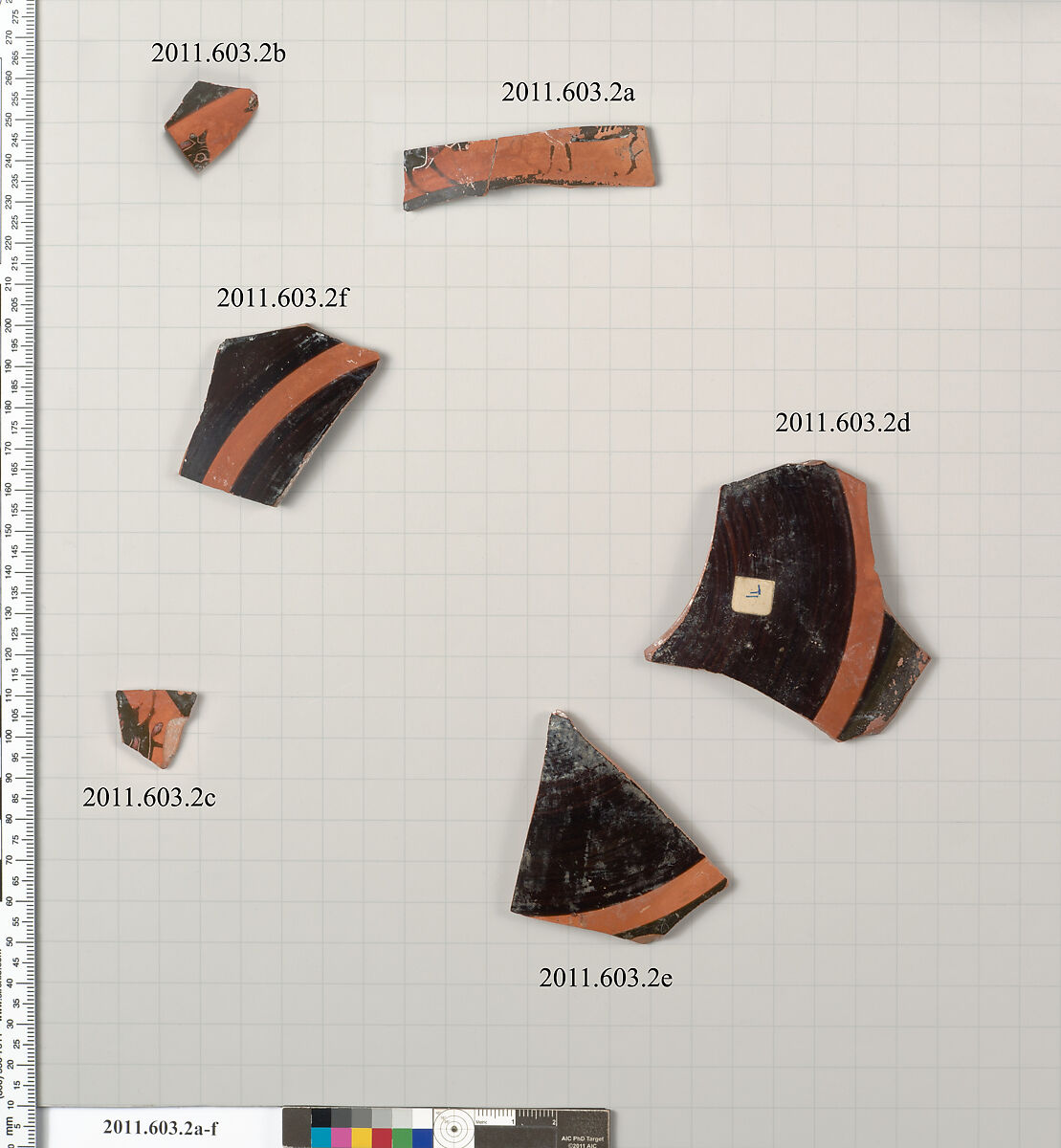 Fragments of a terracotta kylix: band-cup, Terracotta, Greek, Attic 