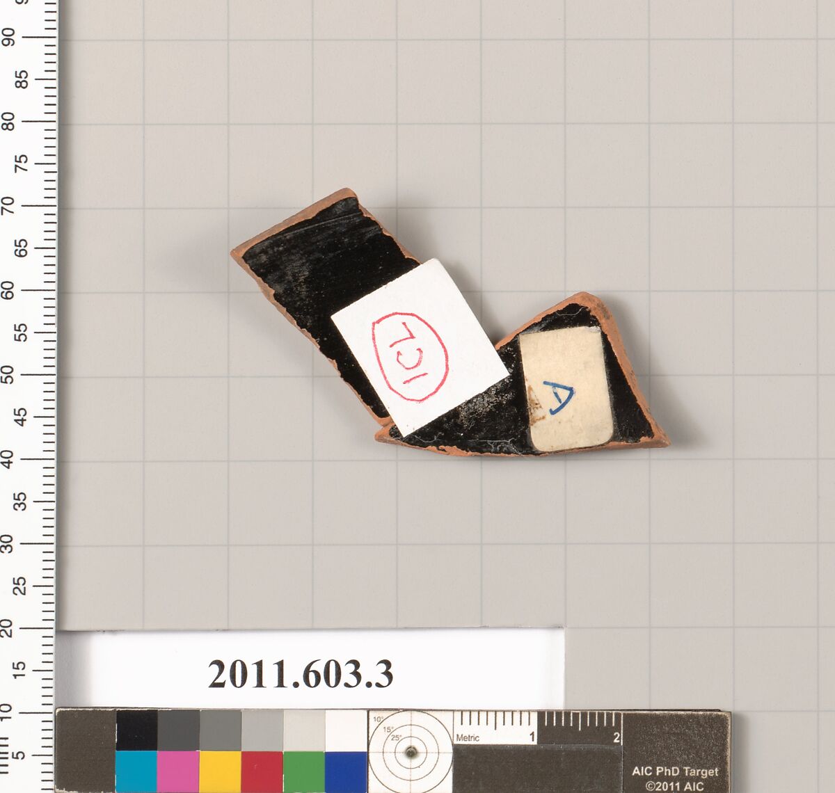 Fragment of a terracotta kylix: band-cup, Terracotta, Greek, Attic