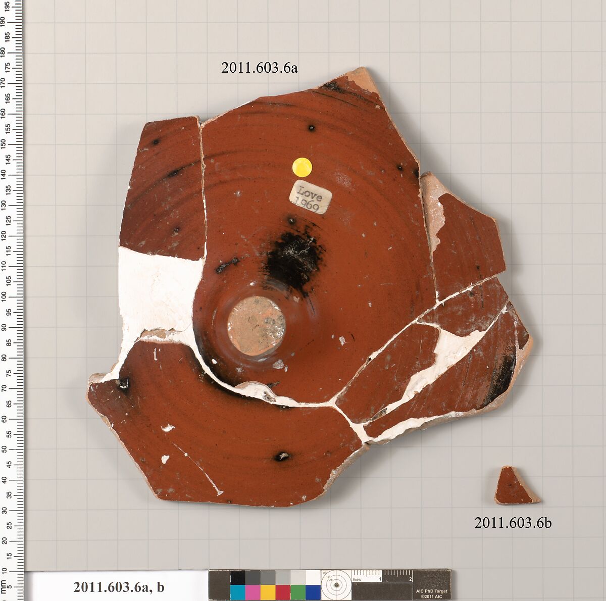 Fragments of a terracotta kylix, Terracotta, Greek, Attic