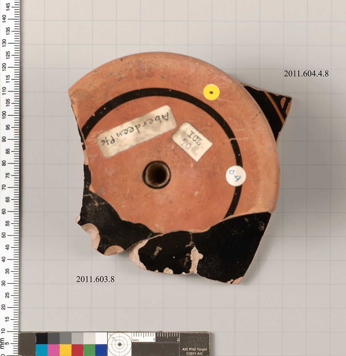 Fragment of a terracotta kylix, Attributed to the Aberdeen Painter, Terracotta, Greek, Attic