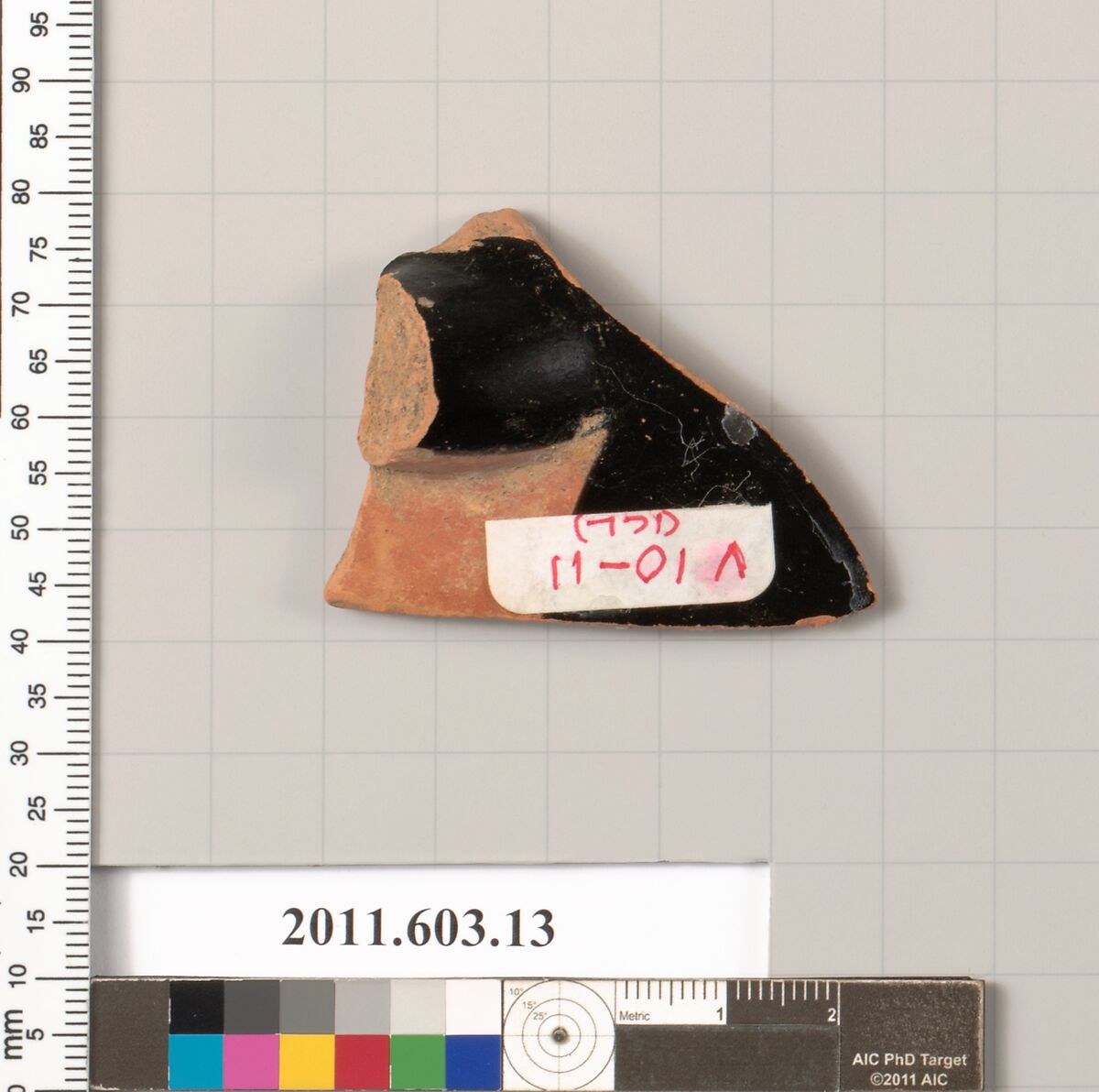 Fragment of a terracotta kylix, Terracotta, Greek, Attic