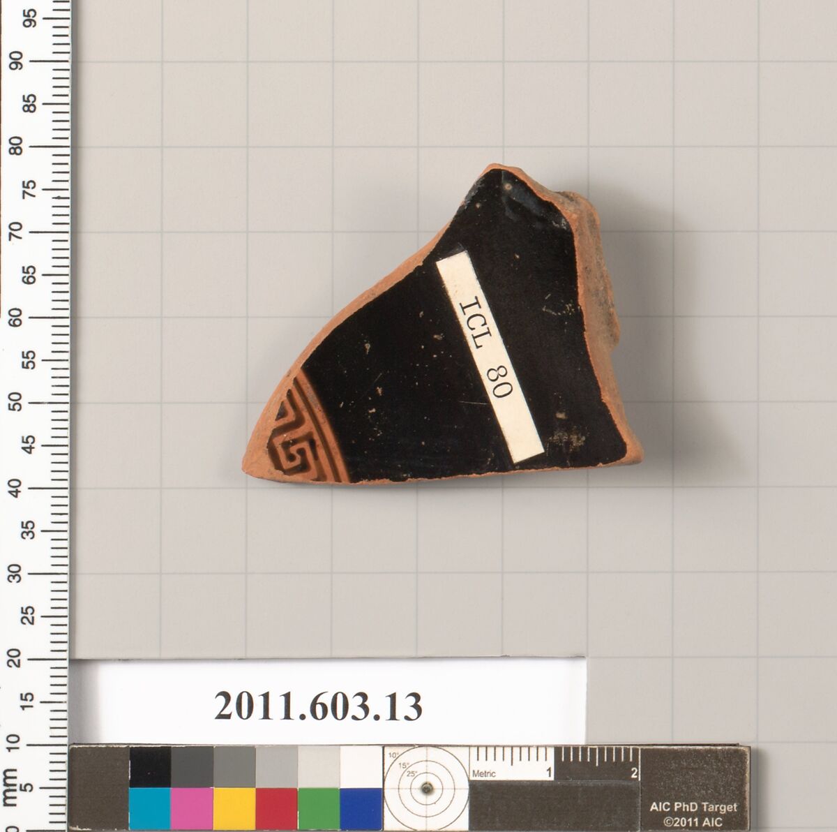 Fragment of a terracotta kylix, Terracotta, Greek, Attic 