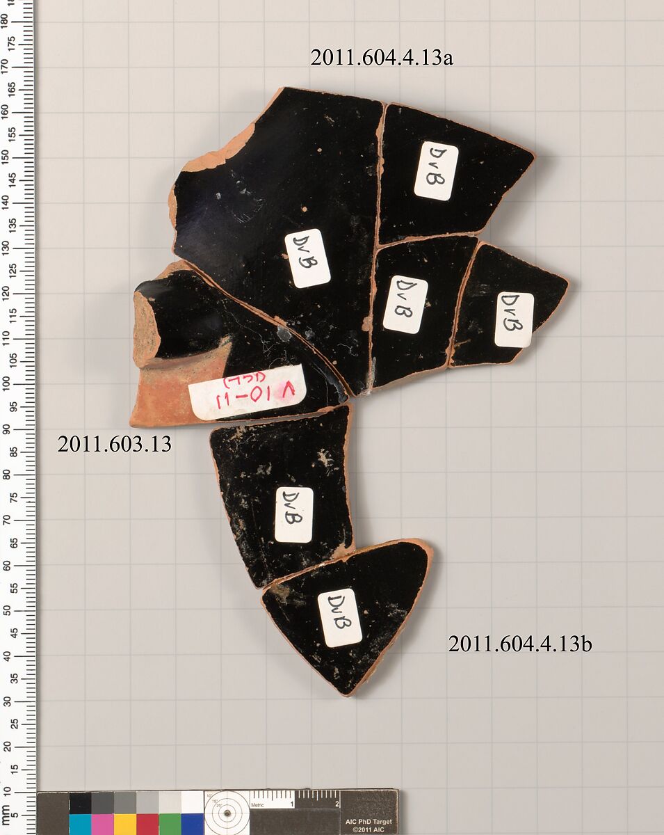 Fragment of a terracotta kylix, Terracotta, Greek, Attic