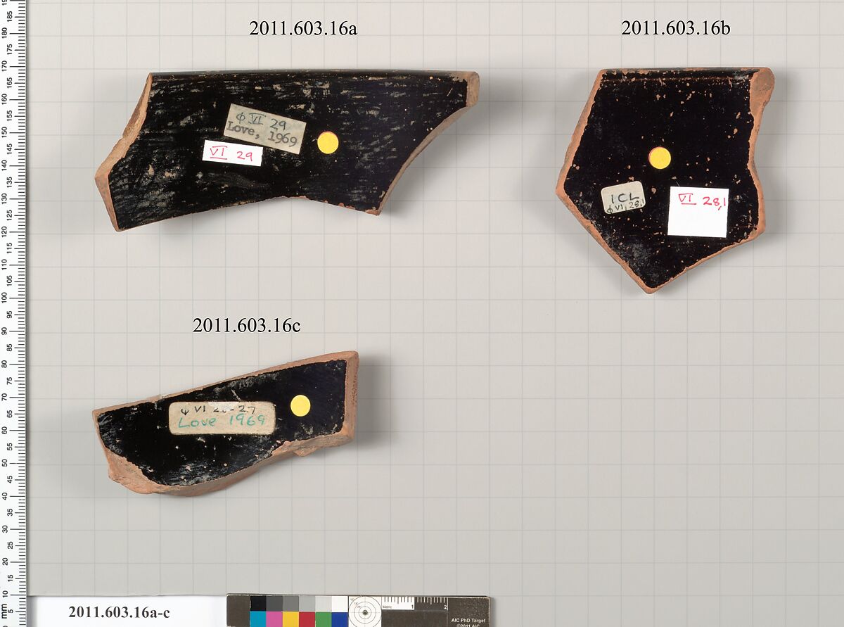 Fragments of a terracotta skyphos, Terracotta, Greek, Attic