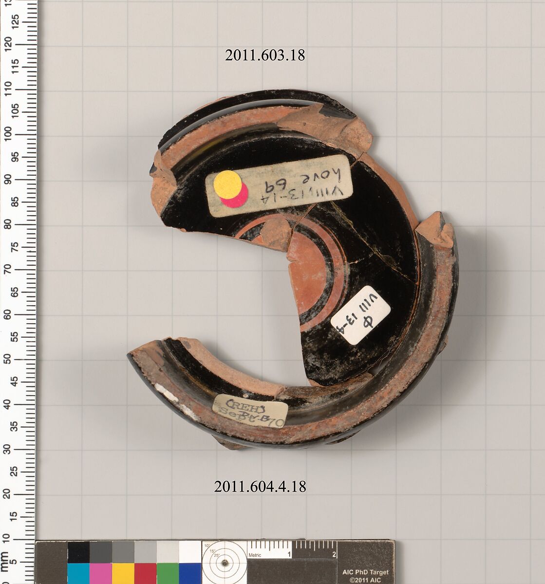 Fragment of a terracotta stemless kylix, Terracotta, Greek, Attic