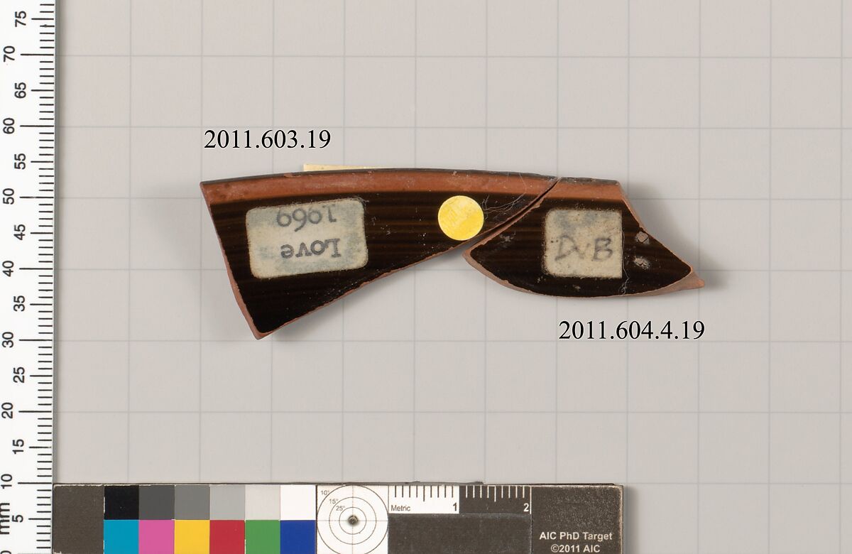 Rim fragment of a terracotta kylix, Terracotta, Greek, Attic