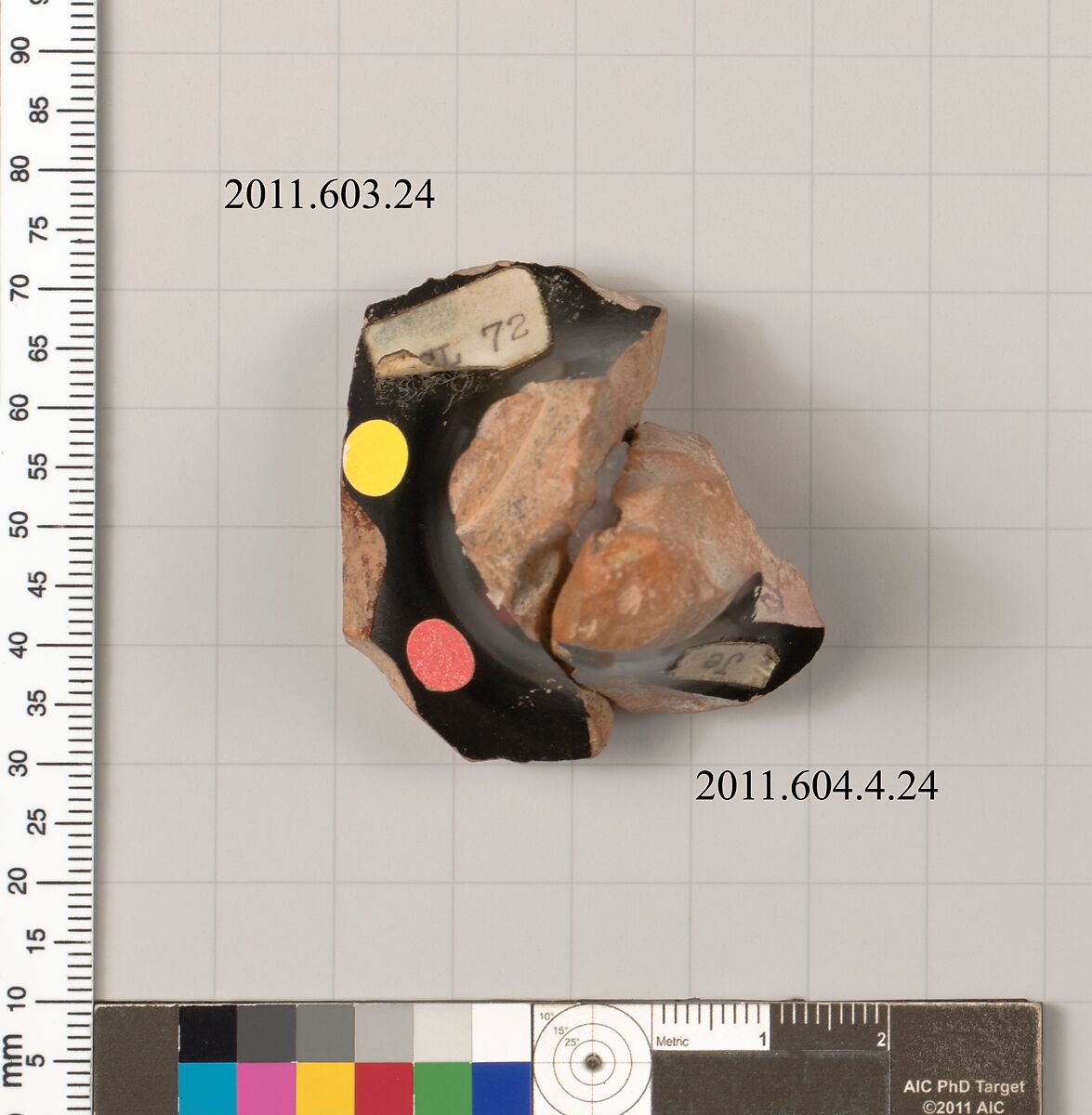 Fragment of a terracotta kylix, Terracotta, Greek, Attic