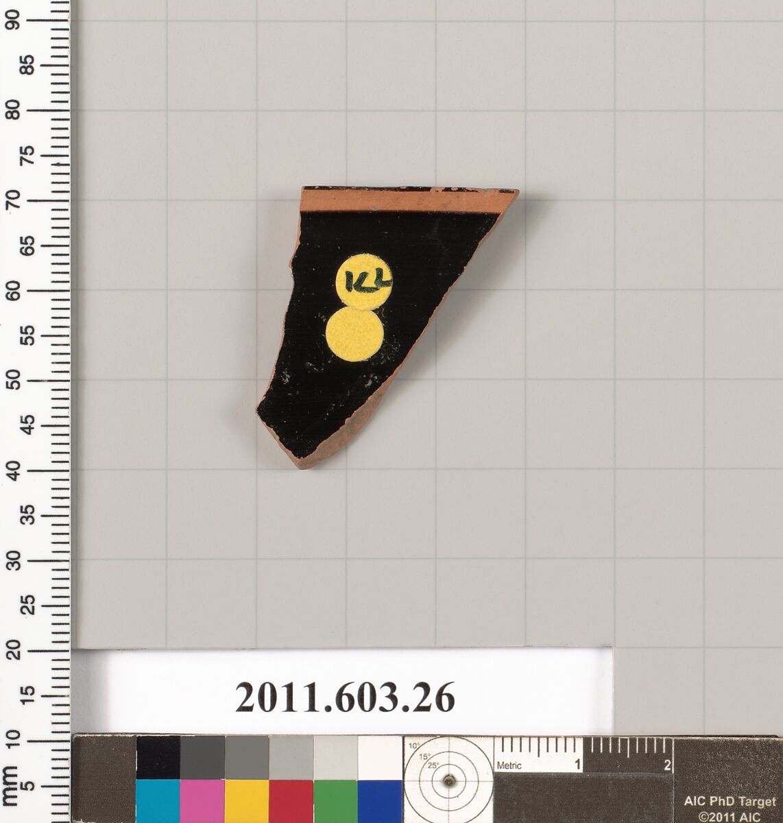 Terracotta rim fragment of a kylix:band-cup, Terracotta, Greek, Attic