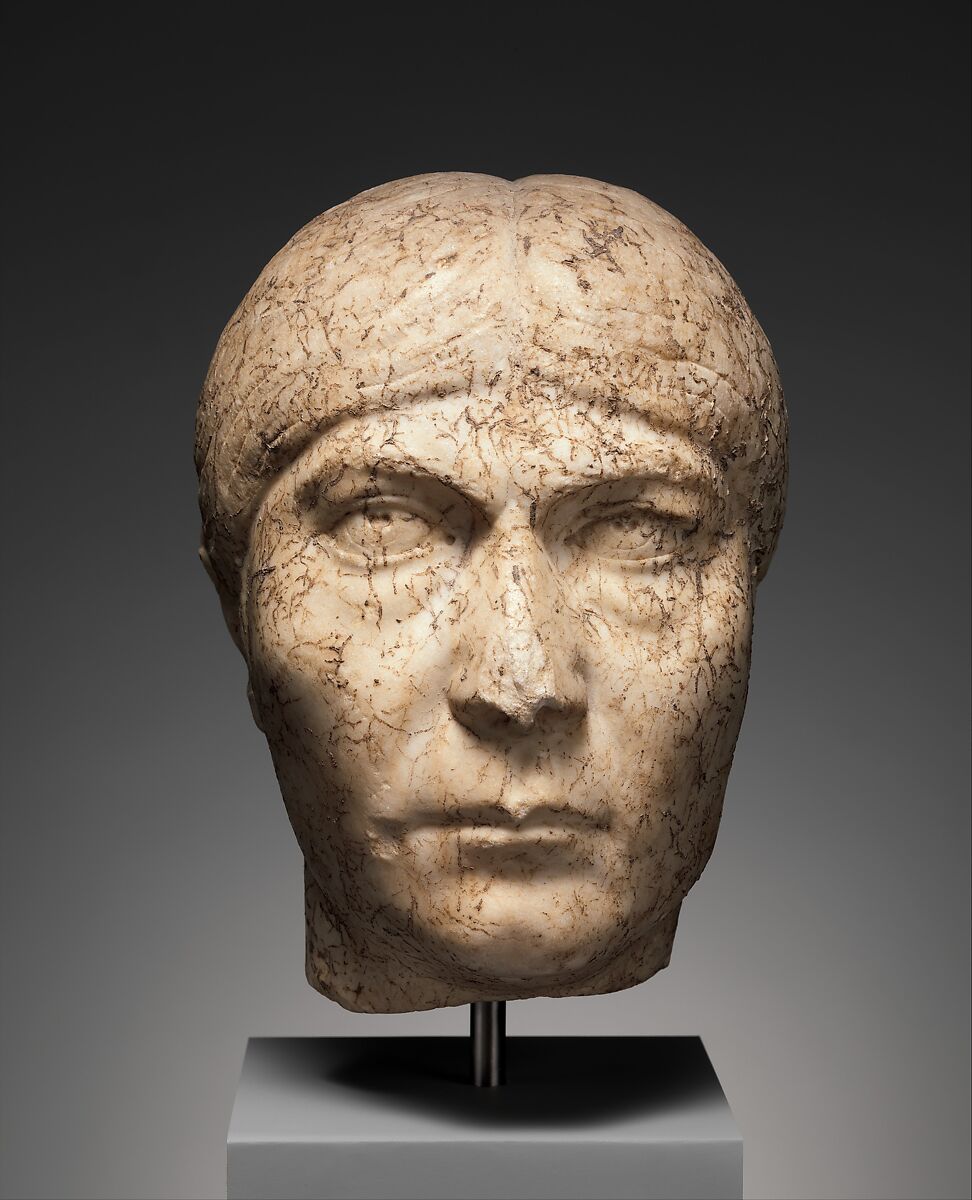 Marble portrait head of a woman, Marble, Roman 