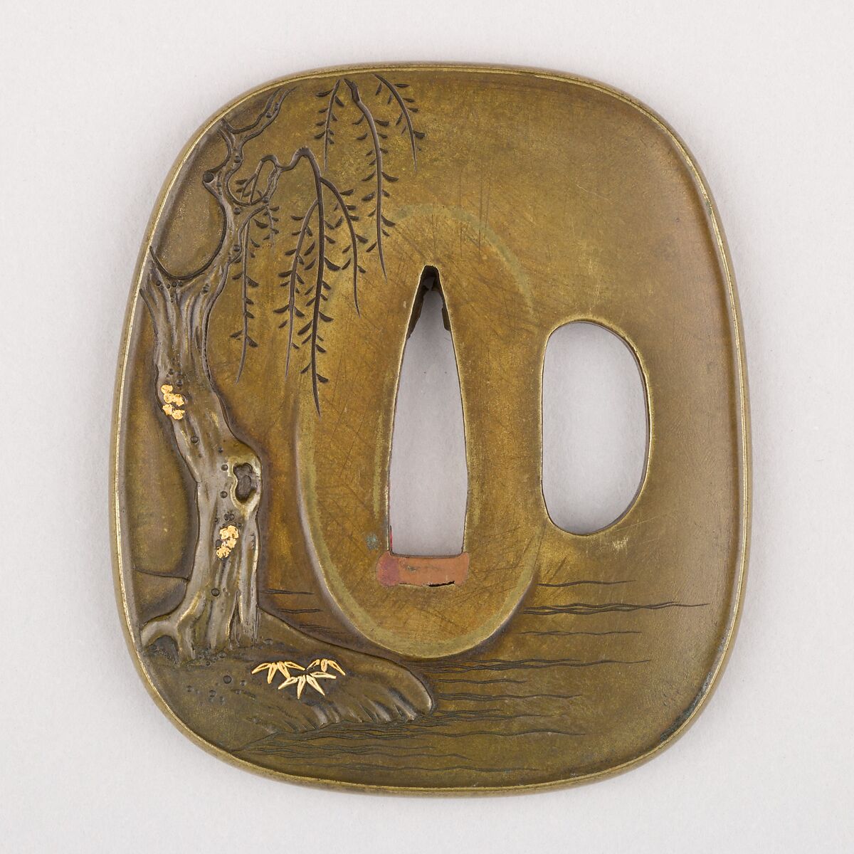 Sword Guard (Tsuba), Brass, gold, silver, copper-gold alloy (shakudō), copper, Japanese