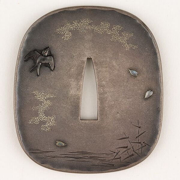 Sword Guard (Tsuba), Copper-silver alloy (shibuichi), silver, gold, copper-gold alloy (shakudō), Japanese