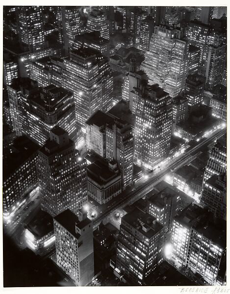 Nightview, New York, Berenice Abbott (American, Springfield, Ohio 1898–1991 Monson, Maine), Gelatin silver print 