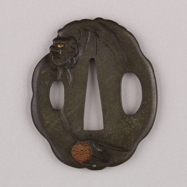 Sword Guard (Tsuba), Copper-silver alloy (shibuichi), gold, copper, Japanese