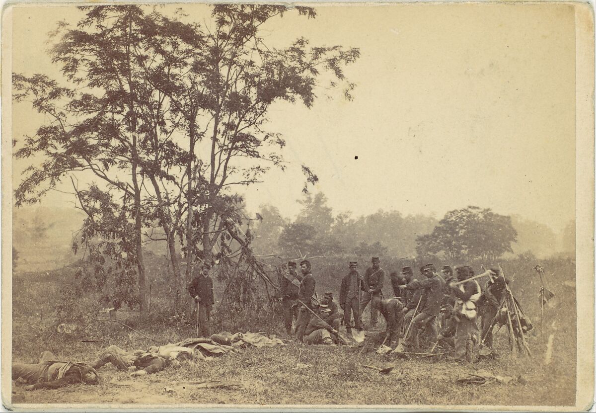 Burying the Dead on the Battlefield of Antietam, September 1862, Alexander Gardner (American, Glasgow, Scotland 1821–1882 Washington, D.C.), Albumen silver print from glass negative 